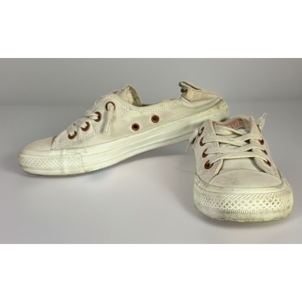 CONVERSE Womens 8 Chuck Taylor All Star Slip-On Sneakers White Canvas 562660F